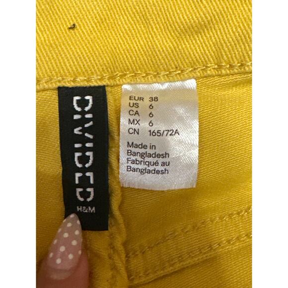 H&M Women's Yellow High Waisted Wide Leg Baggy Palazzo Denim Jeans Pants Size 6 - Picture 4 of 5